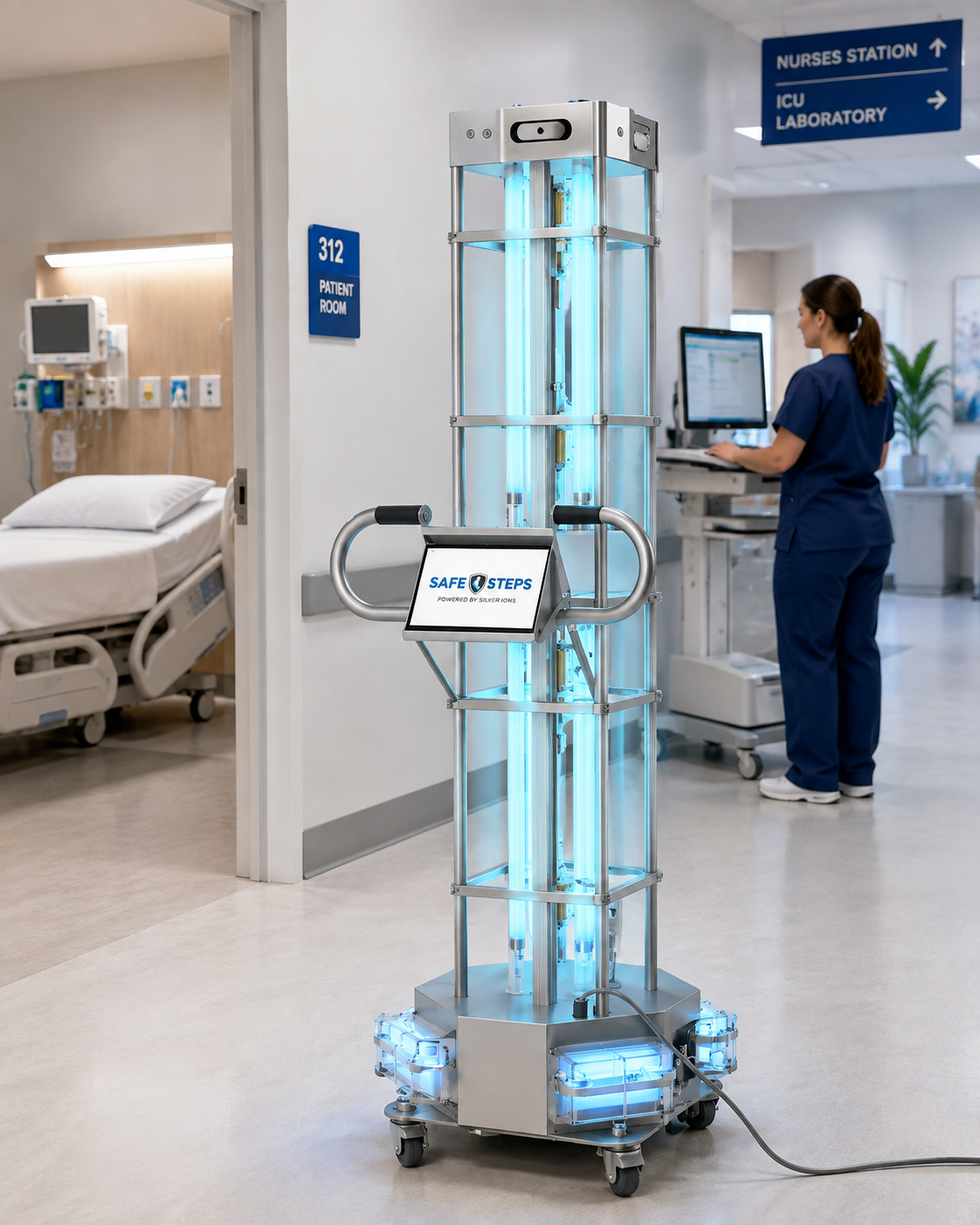 Solar Flare Medical-Grade UV-C Sterilization Tower – 360° Surface & Air Disinfection